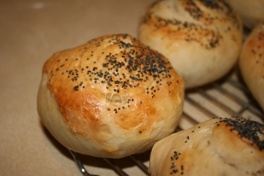 Poppyseed rolls using stamp